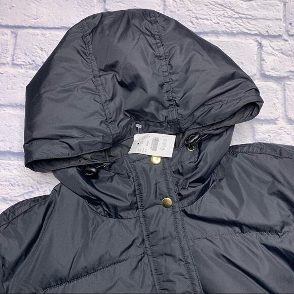 NEW J.Crew Factory Puffer Jacket in Black - Picture 3 of 9